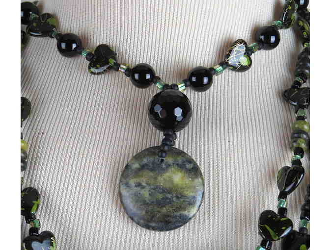 Unique and Mysterious Necklace  #391 , WITH GENUINE MOSS AGATE DROP PENDANT!
