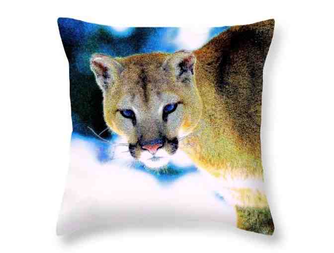 003-P: "A COUGAR IN WINTER": Custom Made,  Over-sized: 26x26" Art THROW PILLOW! - Photo 1