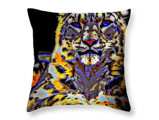 0101-P: "Carlos, The Snow Leopard": Custom Made Over-sized Unique ART Throw Pillow! - Photo 1