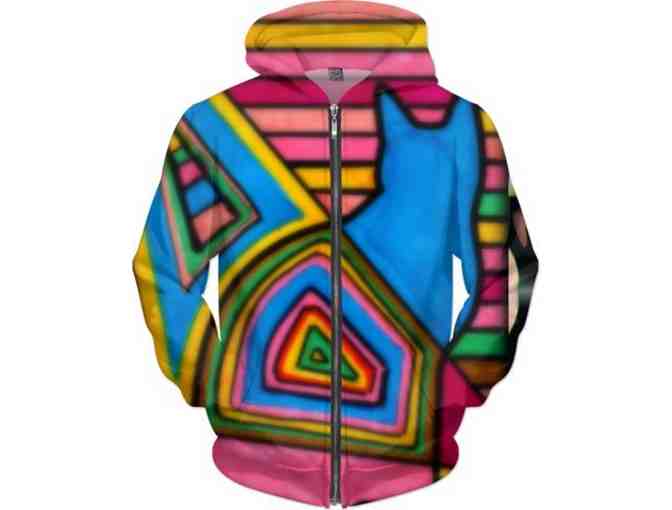 03-H: "Cat": Custom Made ART Hoodie!  Exclusive to ART4GOOD Auctions! - Photo 1
