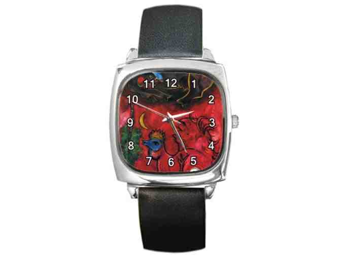 'Listening To The Cock' by Marc CHAGALL:  Leather ART WATCH !
