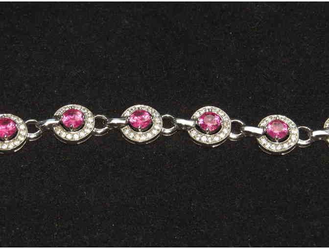 BR11:  Beautiful Pink Sapphire Signity Star Bracelet by Gems En Vogue