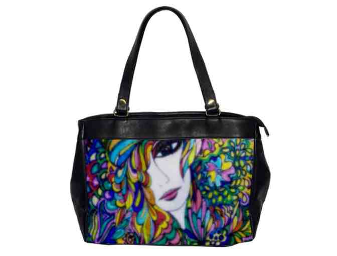 'Flower Child': ! Leather Art Tote:  Custom Made IN THE USA! Exclusive to ART4GOOD Auction