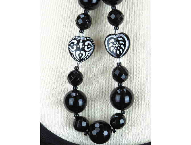 Genuine Black Onyx and Unique Focals are featured in this 1/KIND GEMSTONE NECKLACE #269
