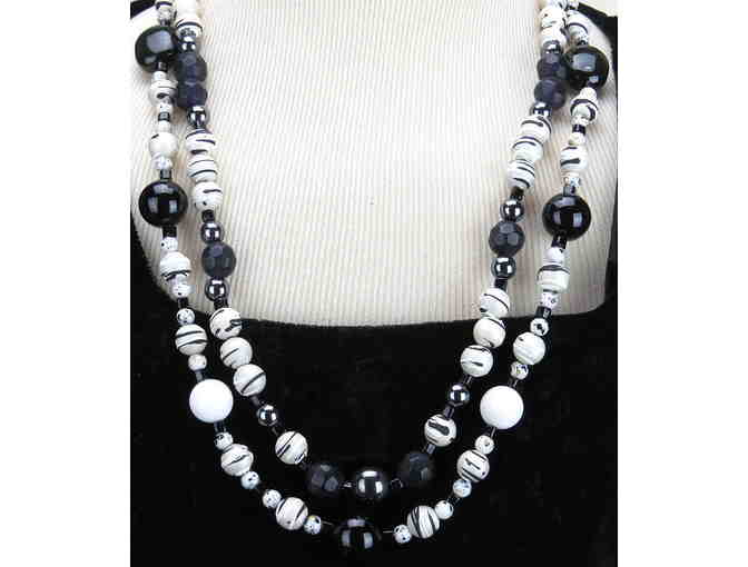2 Necklaces, 3 looks! NECKLACE #307 & 308 ENSEMBLE with ooodles of genuine ONYX!