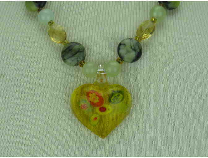 Romantic Necklace w/Jade, Citrine and Pearls! 1/Kind, Handcrafted: #67