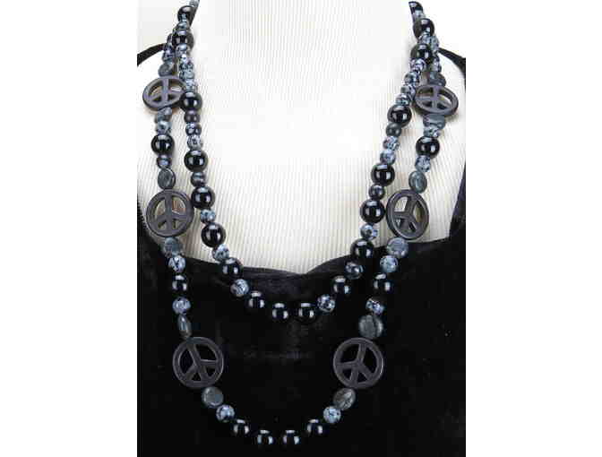 'PEACE TRAIN' Snowflake Obsidian, and Onyx featured in this 1/KIND GEMSTONE NECKLACE #338