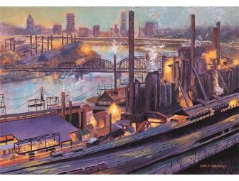 Pittsburgh Steel Mill Oil Paintings, 2 Prints