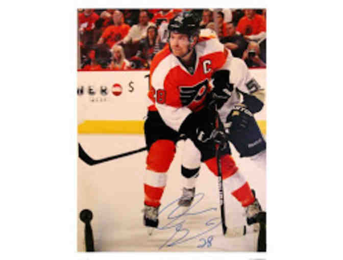 Signed Flyers Mark Streit Hockey Puck & Autographed Claude Giroux Photo