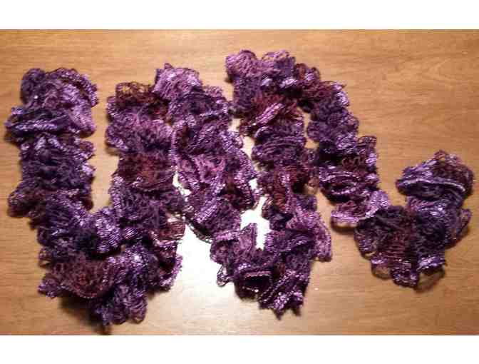 Hand-crocheted RUFFLE SCARF - purple