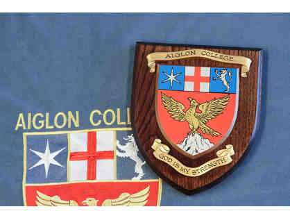 Aiglon wooden plaque with shield crest