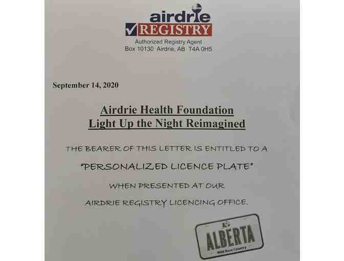Airdrie Registry - personalized license plate - Photo 1