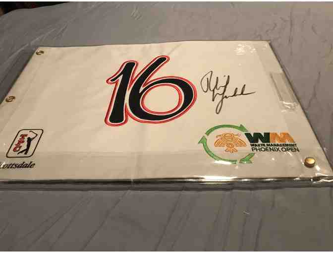 Waste Management Open 16th Hole Flag Signed By Golfing Legend Phil Mickelson