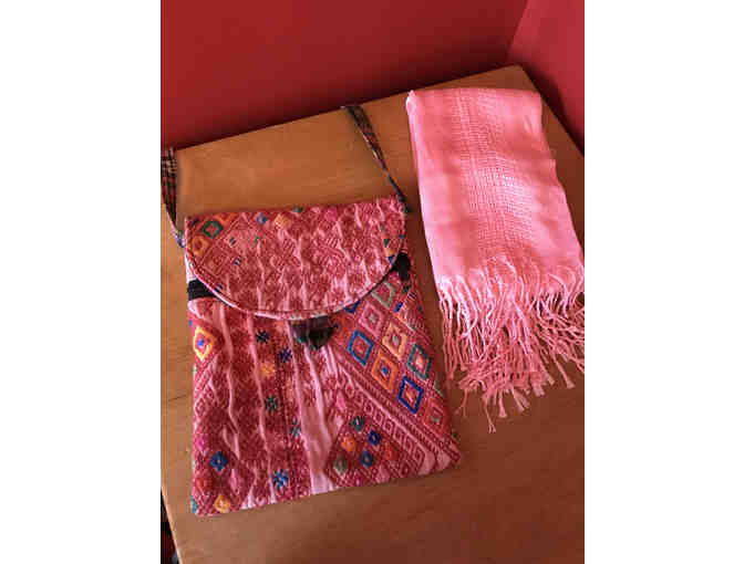 Guatemalan Woven Pink Purse & Scarf Set