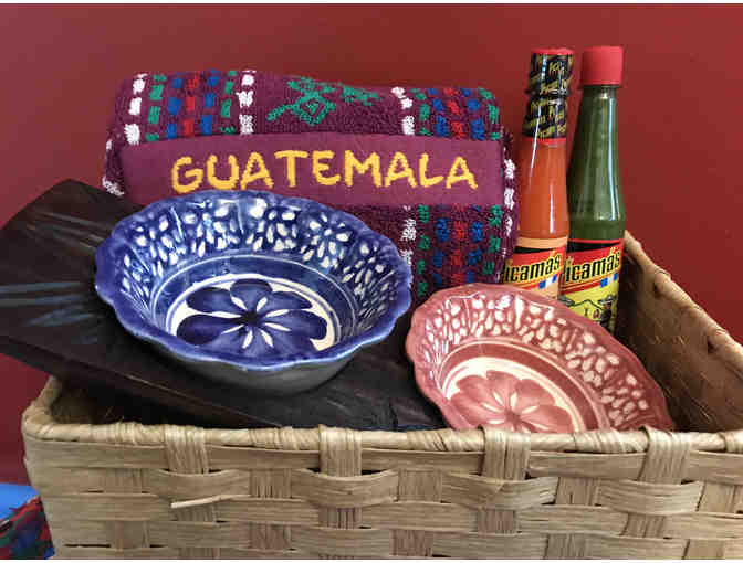 2 bowl set with hand towel and hot sauce from Guatemala