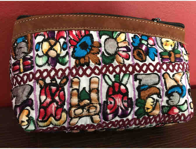 Woven Leather Multicolored pouch with Zipper