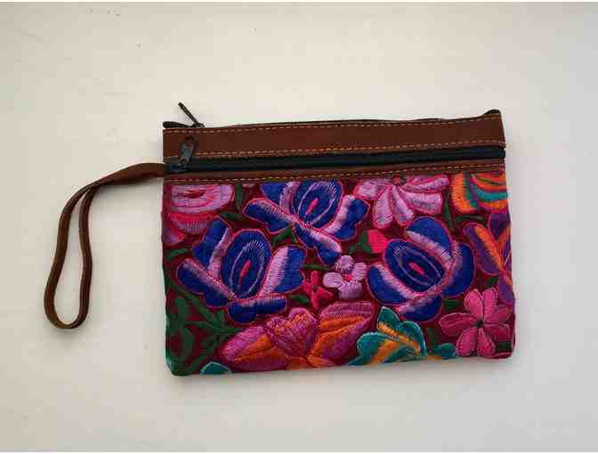 Colorful Embroidered Clutch with suede trim - Photo 1
