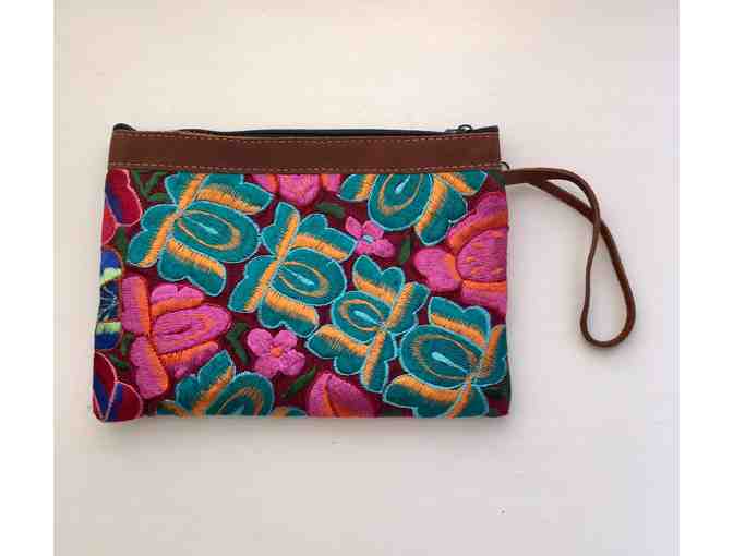 Colorful Embroidered Clutch with suede trim - Photo 2