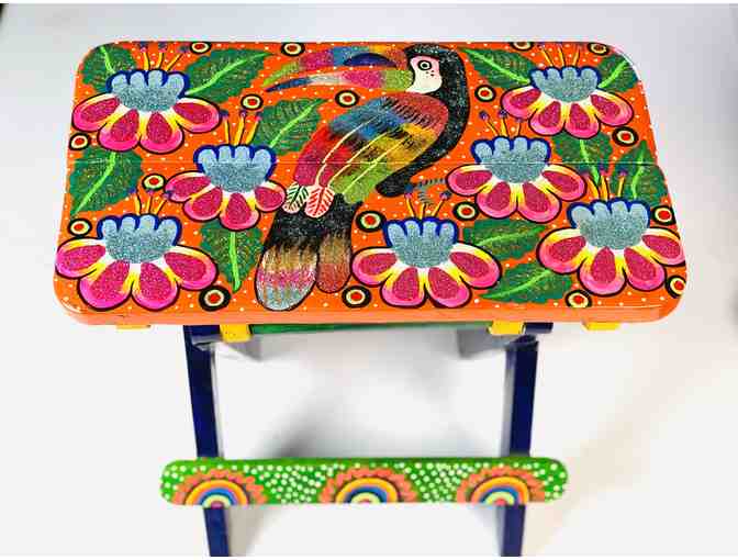 Stunning Hand-Painted Toucan Side Table