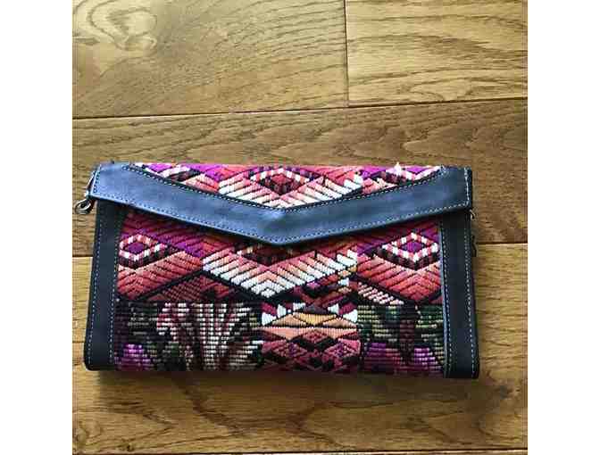 Beautiful Leather Multi-Colored Pinks Embroidered Wallet/Cross-body Wallet (#2)