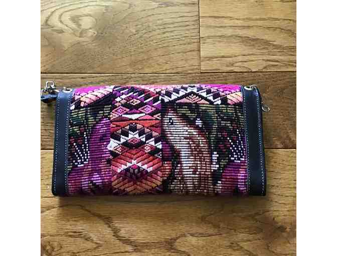Beautiful Leather Multi-Colored Pinks Embroidered Wallet/Cross-body Wallet (#2)