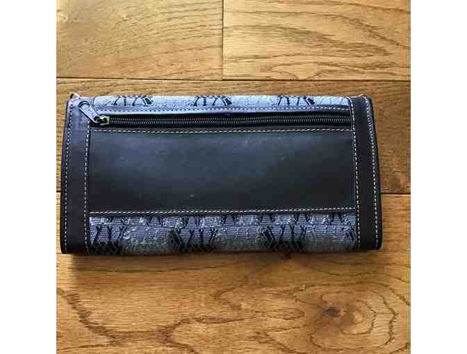 Beautiful Leather Wallet with Black and Gray Fabric (#4)