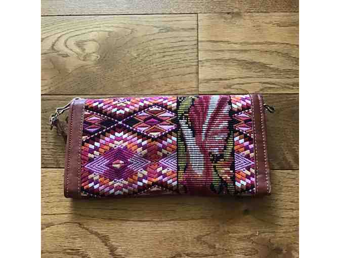 Beautiful Leather Pink/Multi-color Embroidered Wallet/Cross Body Wallet  (#7)