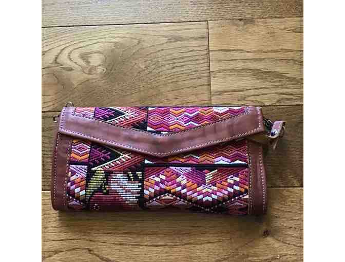 Beautiful Leather Pink/Multi-color Embroidered Wallet/Cross Body Wallet  (#7)