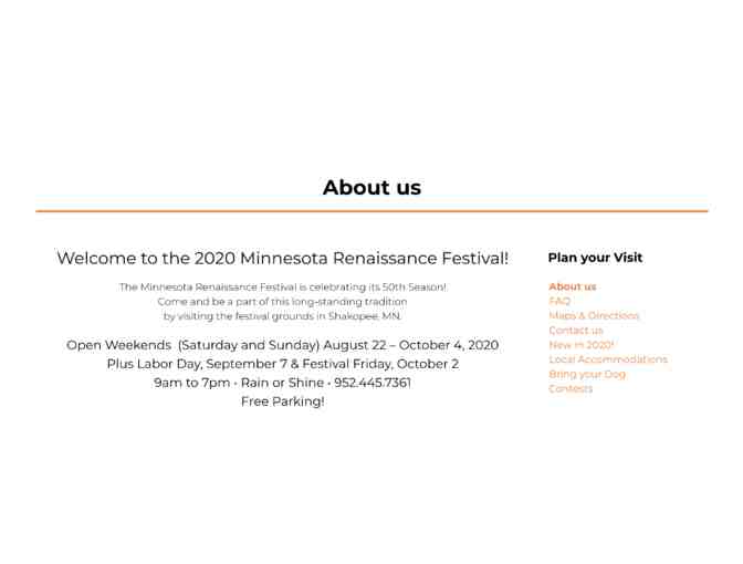 Minnesota Renaissance Festival Two Tickets for Admission