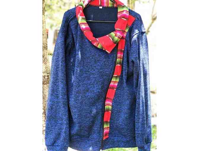 Blue Guatemalan Zippered Sweatshirt - size XL