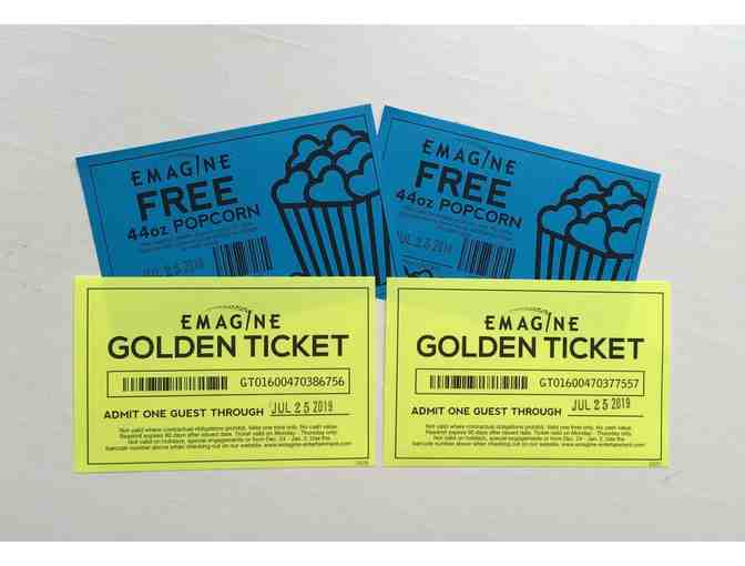 Emagine Movie Tickets - two movie passes with small drink and small popcorn
