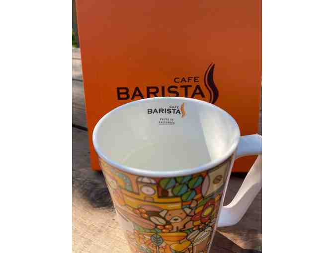 1 Cafe Barista mug and 1 bag of Coffee