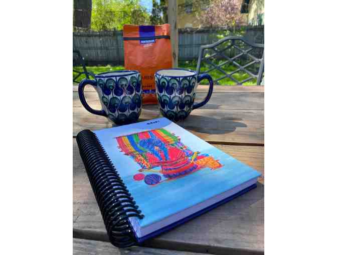 2 Beautiful Mugs, Notebook and 1 Bag of Coffee Bags