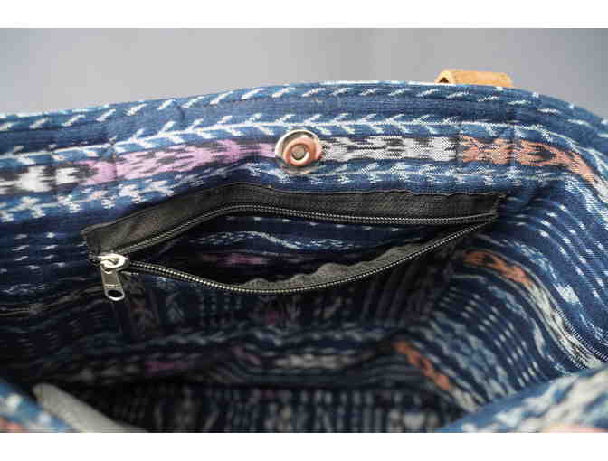 Blue woven purse - small