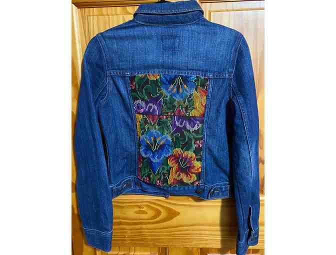 Beautiful Precious Hands denim jacket with Guatemalan embroidery Size M
