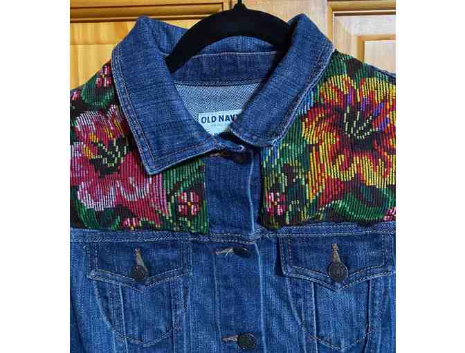 Beautiful Precious Hands denim jacket with Guatemalan embroidery Size M