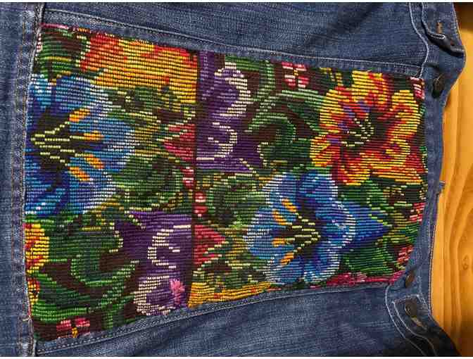 Beautiful Precious Hands denim jacket with Guatemalan embroidery Size M