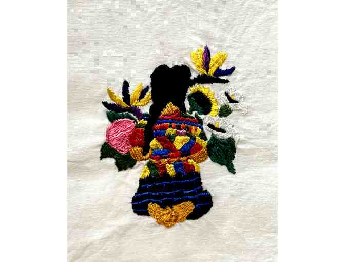 Kitchen towel ~ hand embroidered by the women of Yalu ~ Mayan Girl design