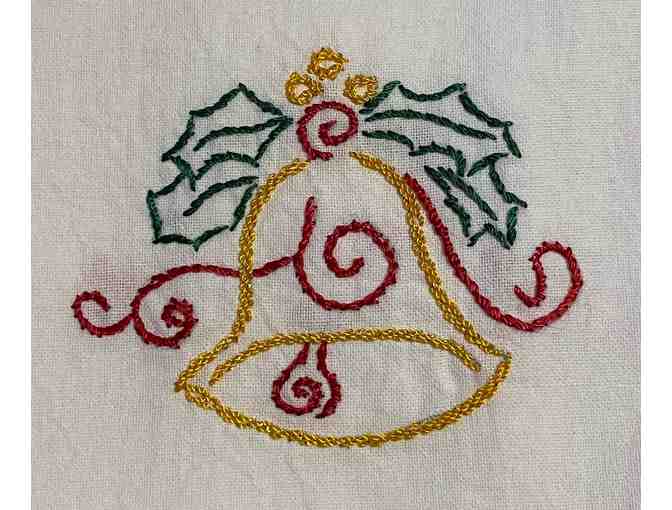 Kitchen towel ~ hand embroidered by the women of Yalu ~ Bell design