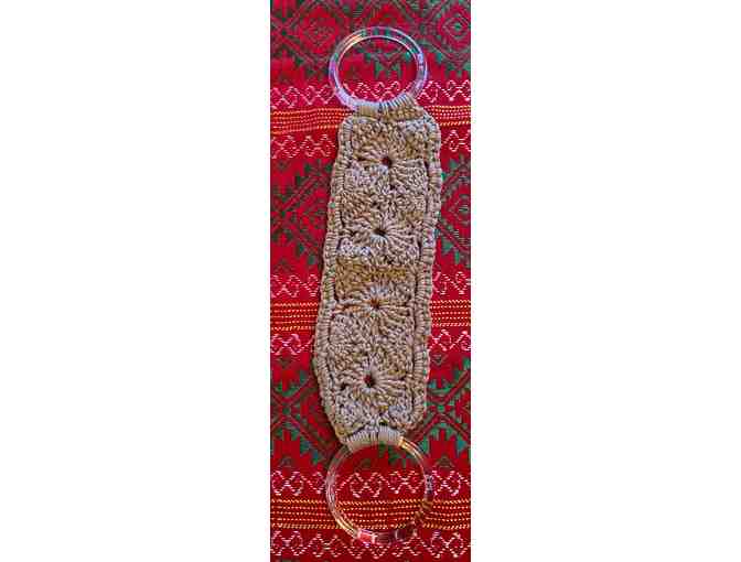 Kitchen set of crocheted items, towel hanger and di shcloth