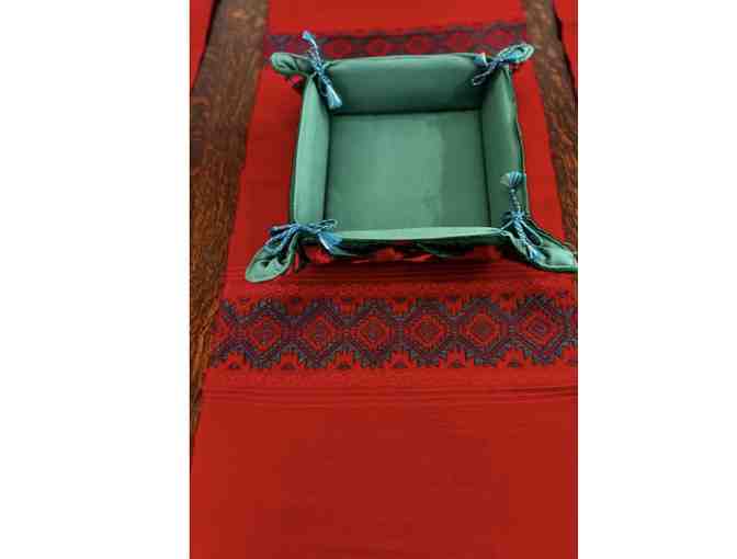 Poinsettia design, fabric basket from Guatemala