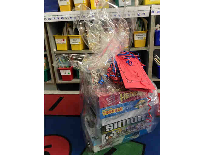 Family Game Night  Gift Basket, donated by CRS Kindergarten Team