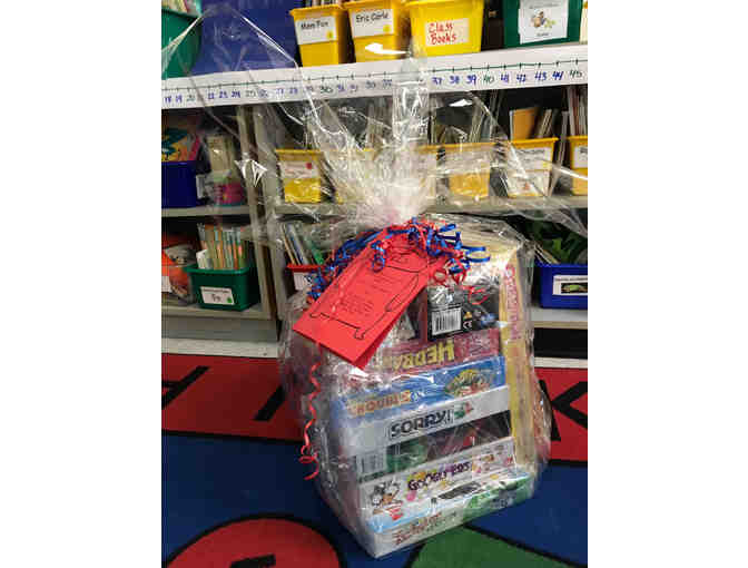 Family Game Night  Gift Basket, donated by CRS Kindergarten Team