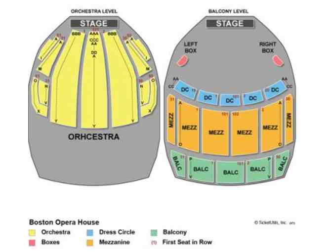 2 tickets to Phantom of the Opera - Boston Opera House - 7/1 - 1st row of balcony
