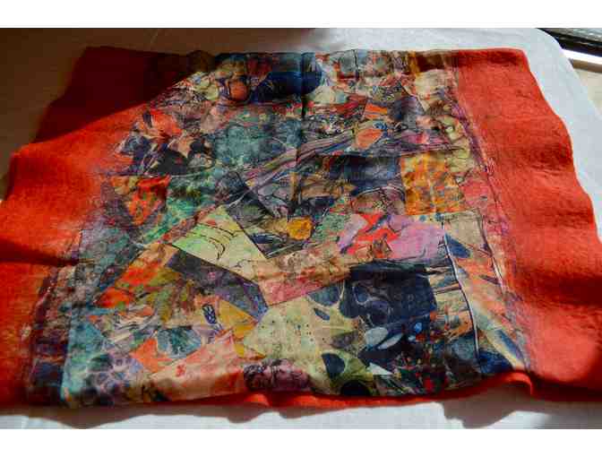 'Red Fragments' Silk / Wool Felt Wrap - Photo 2