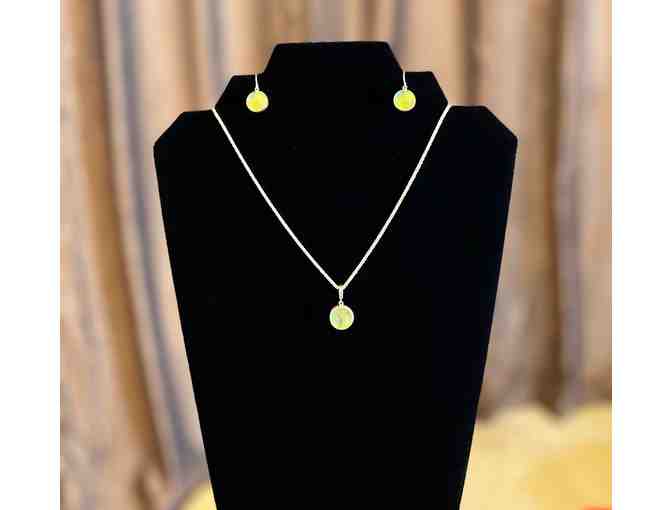 BASIS Green Semi-precious Earrings and Necklace