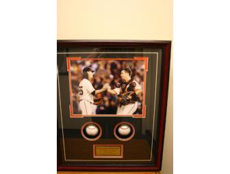 TIM LINCECUM & BUSTER POSEY  '2010 WORLD SERIES CHAMPIONS' AUTOGRAPHED BASEBALL COLLAGE