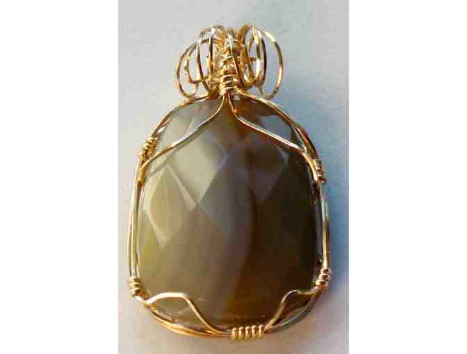 Large Faceted Banded Agate Necklace by Belle Rustique