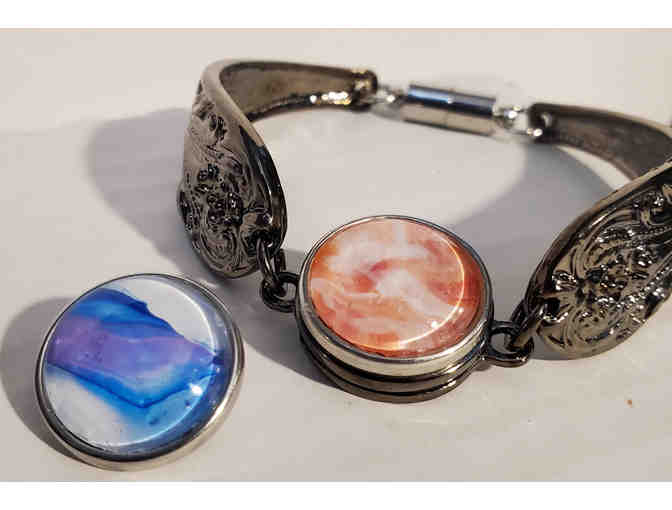 Black Metallic Spoon Bracelet + 2 Snaps