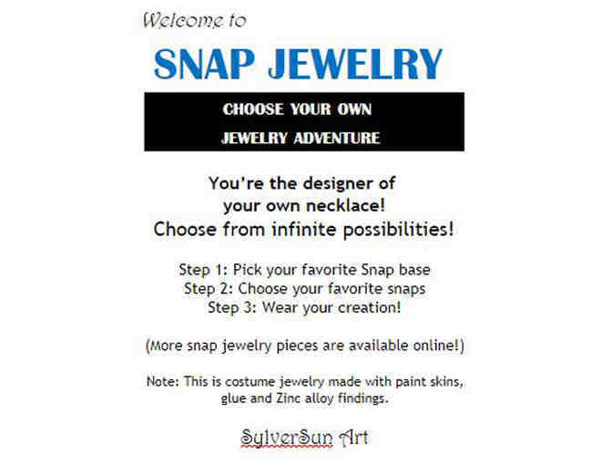 Dangle Drop Snap Jewelry Pendant + 2 Snaps